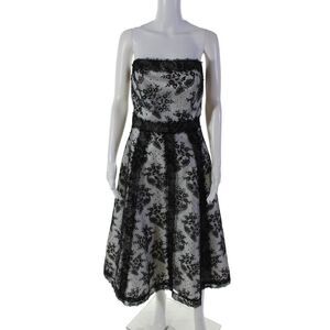 ABS Evening Womens Layered Lace Zip Up Sleeveless Strapless Dress White Size 6